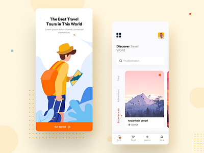 Travel App adventure app app concept booking app design dribbble best shot illustraion ios minimal mobile app mobile app design tour tourism travel travel agency travel app traveling typography uiux user interface design