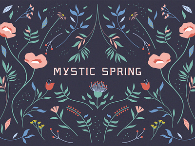 Mystic Spring botanical illustration branding colors flower illustration lettering pattern typo typography vector vintage