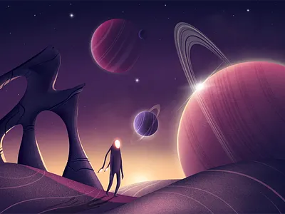 Space art character conceptart fantasy galaxy gradient graphic planets saturn sky space star surreal