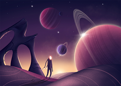 Space art character conceptart fantasy galaxy gradient graphic planets saturn sky space star surreal