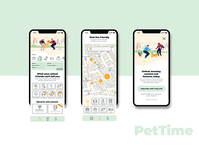 PetTime app app concept design flat icon illustration interaction design typography ui web