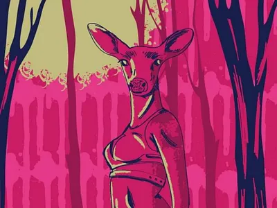 She is deer to me deer forest fun illustration vector woman