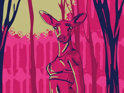 She is deer to me deer forest fun illustration vector woman