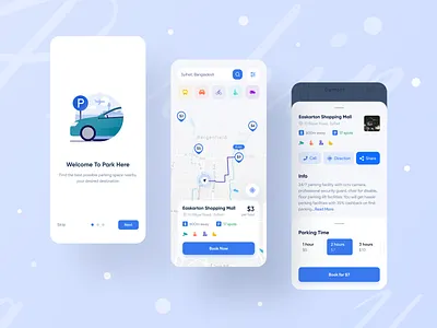 ParkHere - Nearby Parking Finder App best design creative design design dribbble best shot illustration interfacedesign ios android interface minimal clean new trend mobile app design mobile ui modern design parking app popular design popular trending graphics ridesharing top design top designer ui uxdesign web app typography