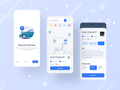 ParkHere - Nearby Parking Finder App best design creative design design dribbble best shot illustration interfacedesign ios android interface minimal clean new trend mobile app design mobile ui modern design parking app popular design popular trending graphics ridesharing top design top designer ui uxdesign web app typography