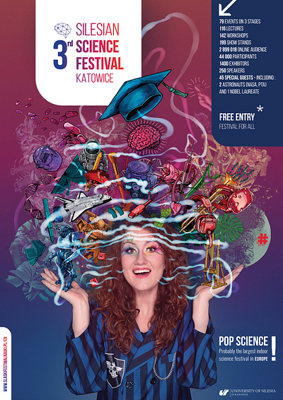 3rd silesian science festival 2019 festival ilustrations poster