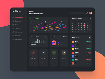 Financial Web Application Design Dark app app design bank clean crypto wallet cryptocurrency dark dashboad finance financial graph interface product ui web