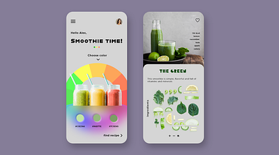 App - Smoothie recipe app app design blender colors daily dailyui design fitness fruit green healthy recipe smoothie smoothies ui user interface vegetarian web