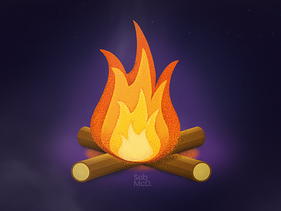 Campfire with Grain Pattern Brushes - Procreate campfire cardiff fire grain grain texture illustration logs night procreate procreate brushes procreateapp south wales wales