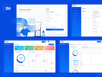 IsItUp Assets Management Platform app assets management behance project chalendar chart dashboad illlustration login progress registration tabs timeline ui ux webapp webapplication website website design