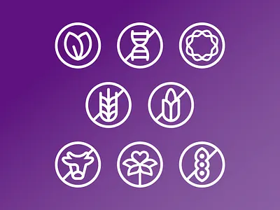Dietary Icons corn dog cow dna strand gluten free icongraphy icons leaf plants soy bean soy free vegan vegetarian wheat