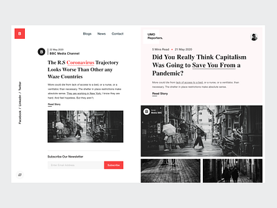 White UI / Blog / News blog books branding clean design hero image landing page news newspaper product design reading app story typography ui ui ux user experience user inteface ux website white