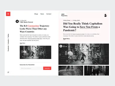 White UI / Blog / News blog books branding clean design hero image landing page news newspaper product design reading app story typography ui ui ux user experience user inteface ux website white