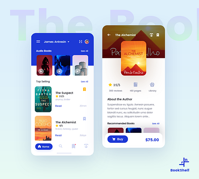 Bookshelf - concept of books application android app application art branding design flat design flatdesign illustration inspiration ios mobile typography ui ux web