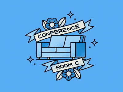 Temporary Conference Room banner couch covid covid 19 flower tattoo