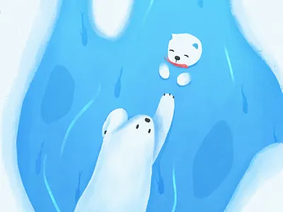 Catch fish amimals art bear fish ice illustration polar bear