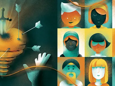 Great King progress VIII childrens book corona diversity faces humans illustration kids people population texture