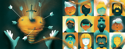 Great King progress VIII childrens book corona diversity faces humans illustration kids people population texture