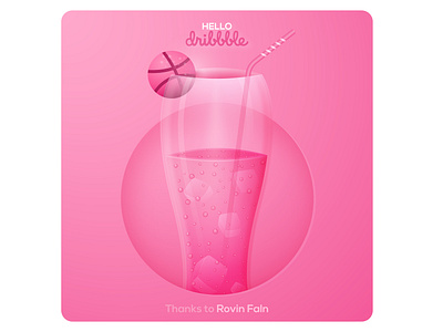 Hello! Dribbble 2020 2d ball cold debut dribbble first firstshot glass graphics hello hello dribble ice illustrator juice logo minimal realistic shot vector