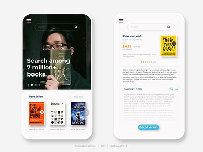 Bookstore app UI appuidesign bookstore branding ui ui ux uidaily uidesign uidesigner uidesigners uiux