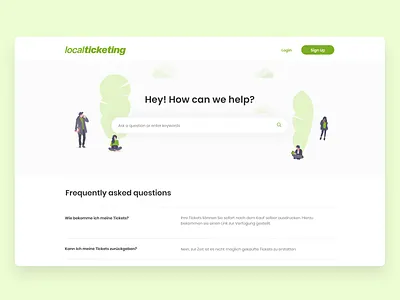FAQ ask clean contact design faq green help help center illustration question search typography ui ux web