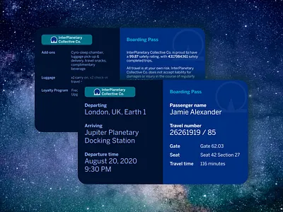Daily UI Day #024: InterPlanetary Travel Boarding Pass boarding pass dailyui layout typography