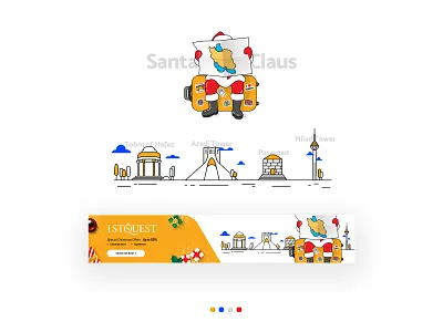 1stquest Christmas Banner Concept adobe illustrator banner ads banner design christmas color palette concept digital marketing graphic design illustration santa claus vector