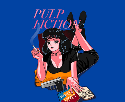 Pulp Fiction book design girl illustration movie people vector 插画