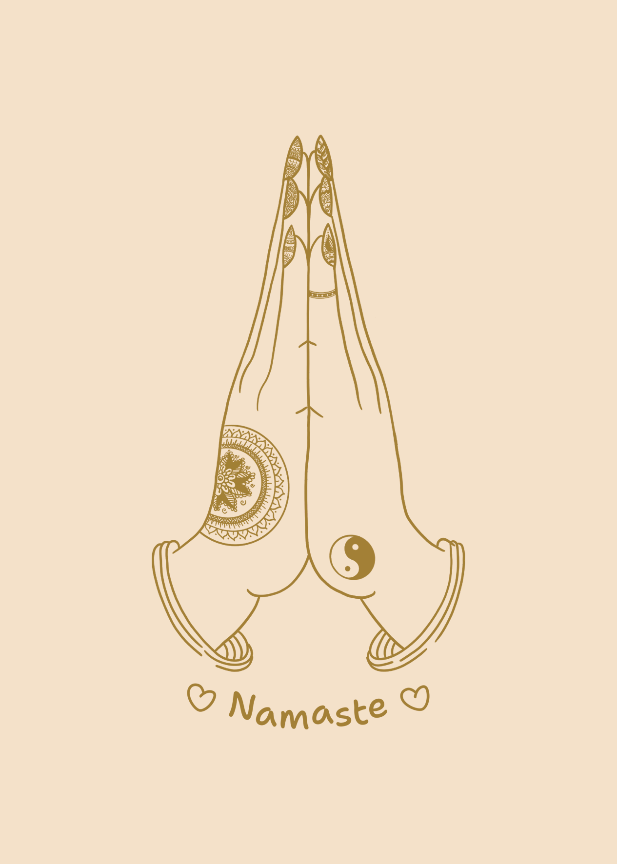 Namaste prayer hands henna design illustration illustrator namaste prayer hands prayer procreate ying yang
