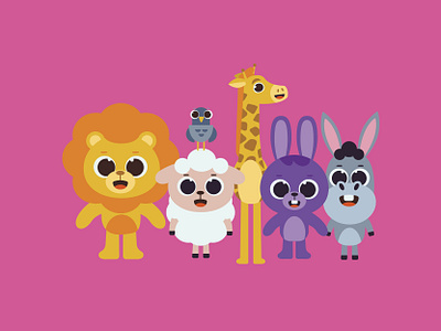 Character Set animals animated kids show animated world animation bunny character design donkey giraffe kids cartoon kids characters kids min kids ministry lamb lion pigeon rabbit sheep zoo zoo animals