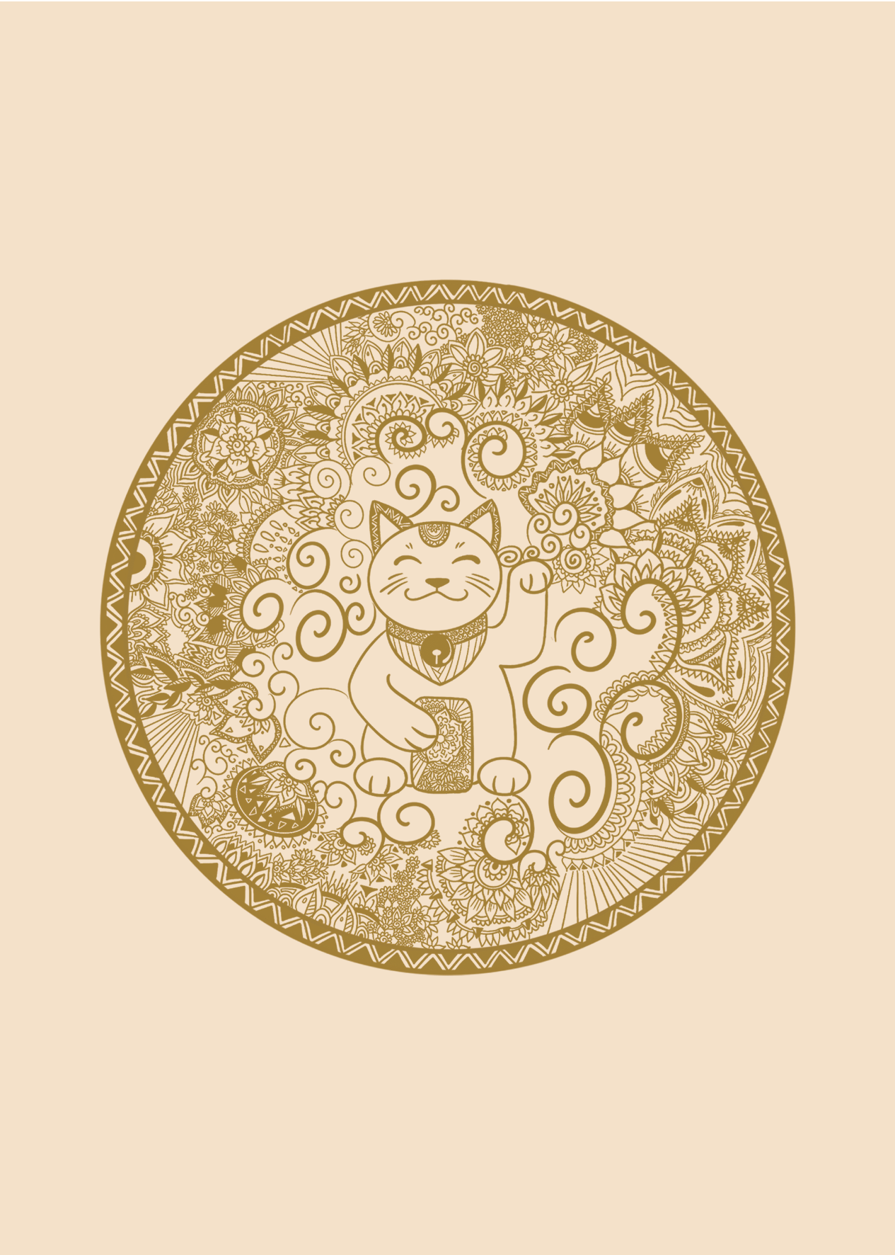 Lucky Cat Mandala Line Illustration art print cat illustration chinese lucky cat decorative illustration detailed illustration gift card ideas good luck illustration illustrator line art line illustration lucky cat mandala illustration modern illustration ornamental design photoshop poster design procreate spiritual art