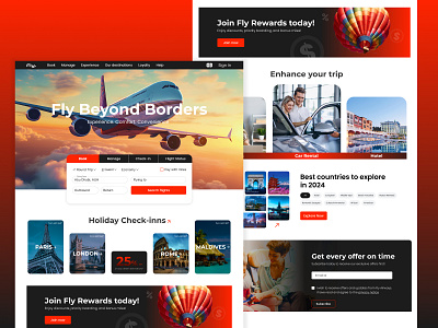 Fly Airline - Landing Page (UI/UX) branding cx design graphic design illustration landing page logo typography ui ux vector