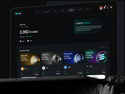 U:Crypt - Card and Crypto Wallet Dashboard banking binance bitcoin bybit card creative crypto dashboard earn exchange finance fintech iban payments rewards share staking startup trading ui