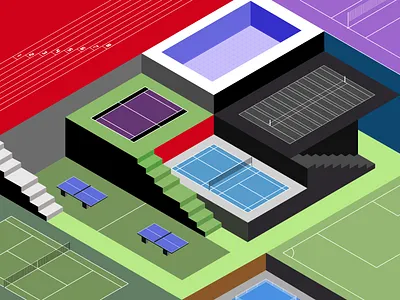 Sports Club | Isometric Graphic Series art badminton boxing chennai colorful football graphic illustration isometric kabbadi khokho pingpong running sketch soccer sports sports design sportsbranding swimmingpool tennis