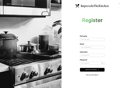 Register Page for recipes page black white black and white form minimal register web