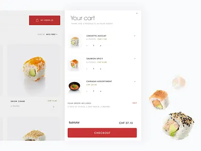 Shopping cart checkout clean order products shops store sushi ui