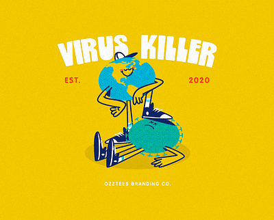 Virus Killer advertising branding character colorful covid covid 19 covid character covid illustration covid shirt covid19 killer logo print retro tee design tees vintage virus world