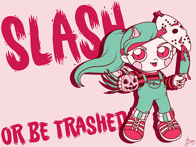 Slash or be trashed! adobe illustrator adobeillustrator big eyes blood character character design characterdesign design digital illustration horror horror movies illustration vector vector art