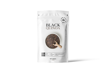 Q for Quinoa black brand identity branding design illustration logo minimal packaging packaging design pattern quinoa snack