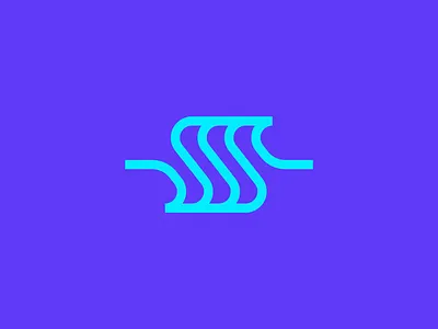 ss + waves badge blue brand geometric monogram ocean s sea ss wave
