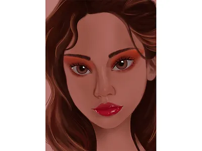 A girl with red lips character character design design digital digital painting digitalart drawing girl illustration painting procreate procreate app red