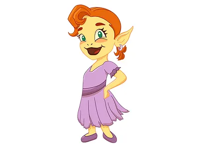 Happy elf girl cartoon character character design design digital digitalart drawing elf illustration mascot procreate procreate app