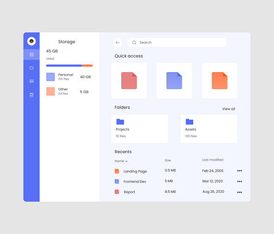 File Management UI app design ui web