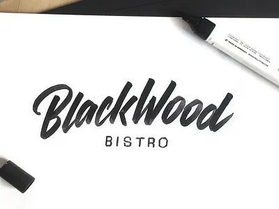 Black Wood Bistro branding calligraphy custom hand lettering lettering logo logotype type typerface typography