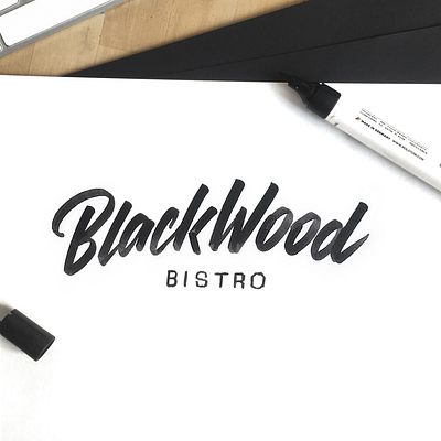 Black Wood Bistro branding calligraphy custom hand lettering lettering logo logotype type typerface typography