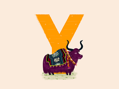 Yak - 36 Days of Type 36daysoftype animals colors design himalaya illustration mountain nature shawl travel visual yak