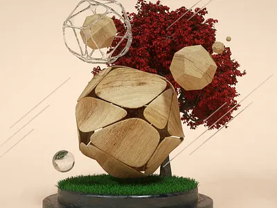 wooden cinema4d design motion octane