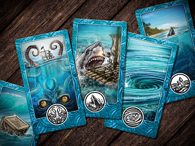 AT SEA board game design illustration kickstarter pirates