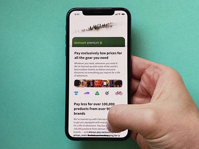 Discounts page animation best brand card cycling discount feed hiking interaction interface iphone komoot outdoor parallax principle product design prototype shop store ux
