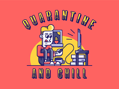 Quarantine and chill art character chill corona design drawing gaming graphic graphic design illustration illustrator retro vector video games vintage virus